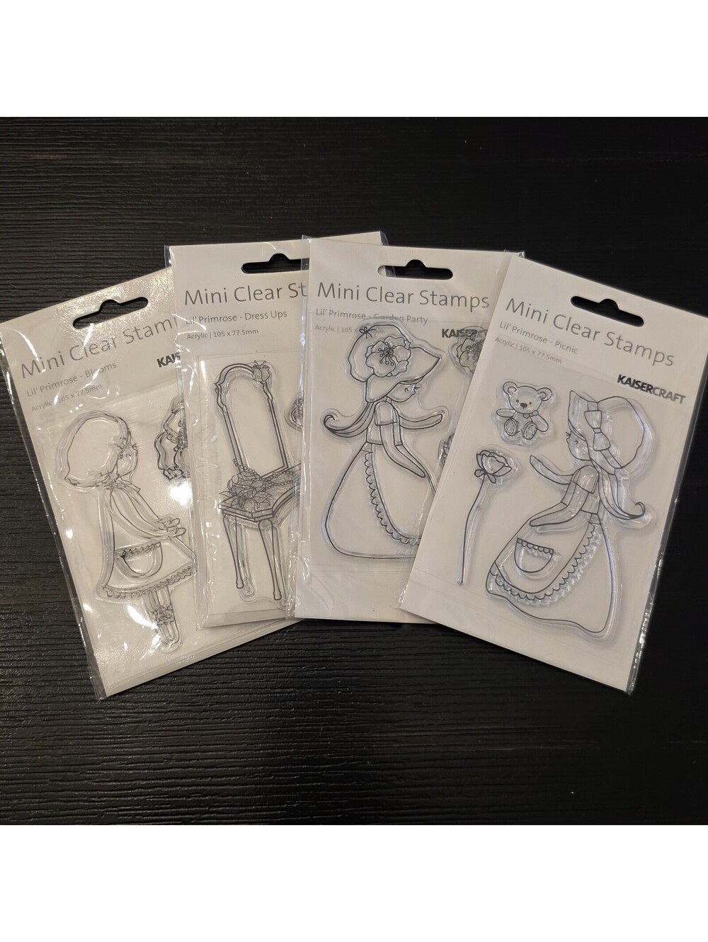 Kaisercraft Lil' Primrose Mini Clear Stamps Lot Of 4 Acrylic Scrapbooking New